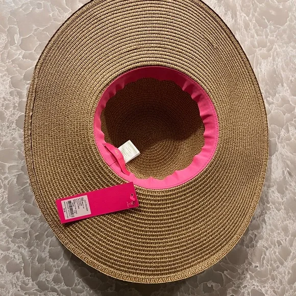 NWT Lilly Pulitzer Floppy Beach Hat Pink Floral Journey To The Jungly - Picture 3 of 5